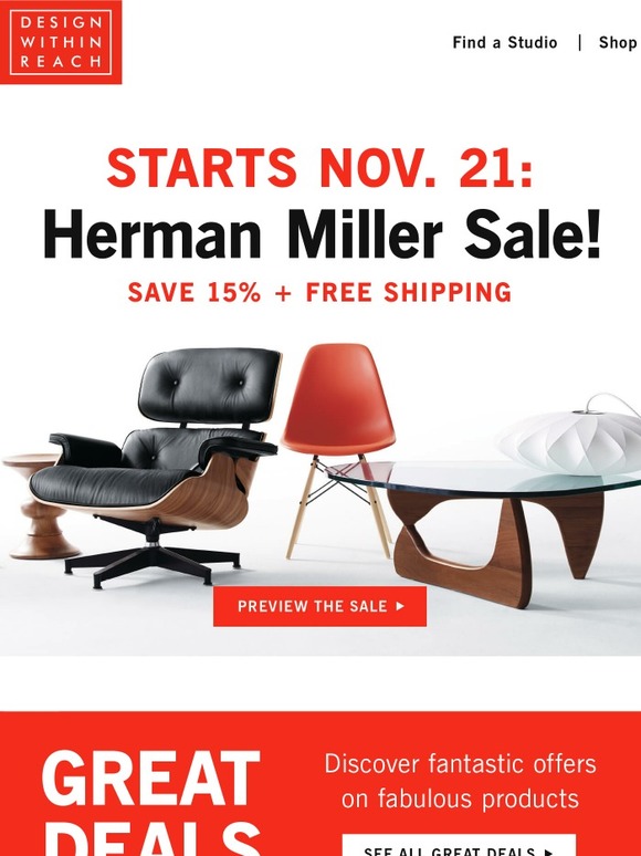 Design Within Reach Save the date Herman Miller Sale starts soon