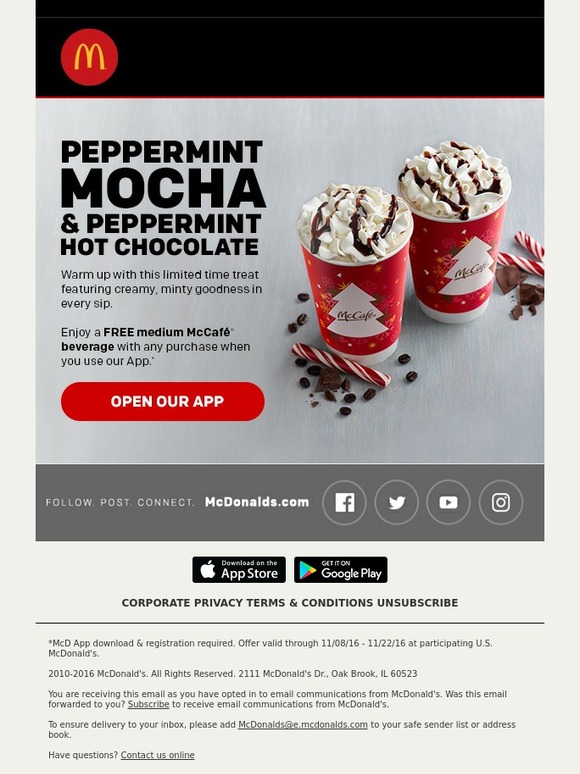 Mcdonalds Mccafé Peppermint Mocha And Hot Chocolate Are Here Milled 7333