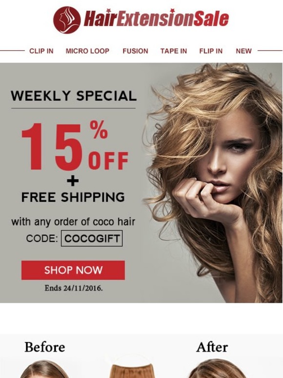 Weekly special offer 15% off + free shipping with any order!