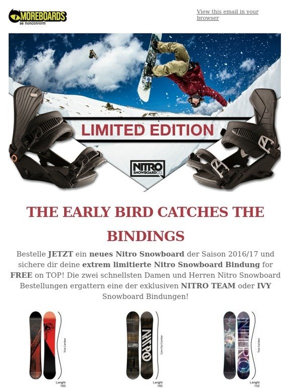 ⚡FREE limited Nitro Snowboard Bindung zu deinem neuen Nitro Snowboard ⚡