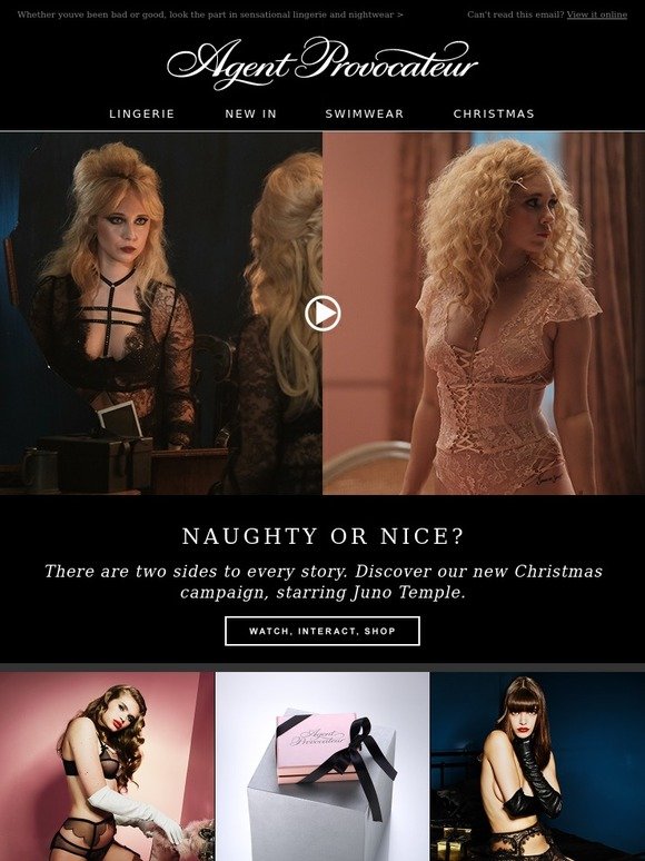 Agent Provocateur ~ Naughty or Nice ~ Noël Emballage Pack Avec Sac