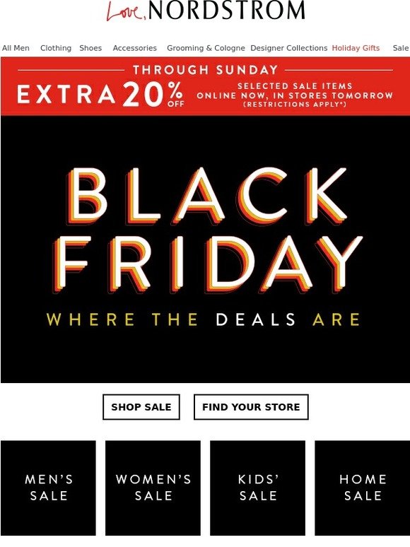 Nordstrom It's Black Friday! Extra 20 off selected sale items. Milled