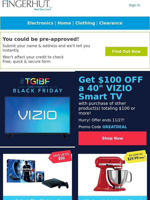 Fingerhut Fingerhut Save 100 on a 40" VIZIO Smart TV! Milled