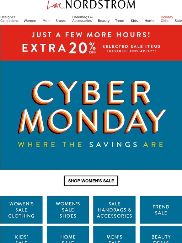 Nordstrom: Cyber Monday: Only A Few Hours Left To Save! | Milled