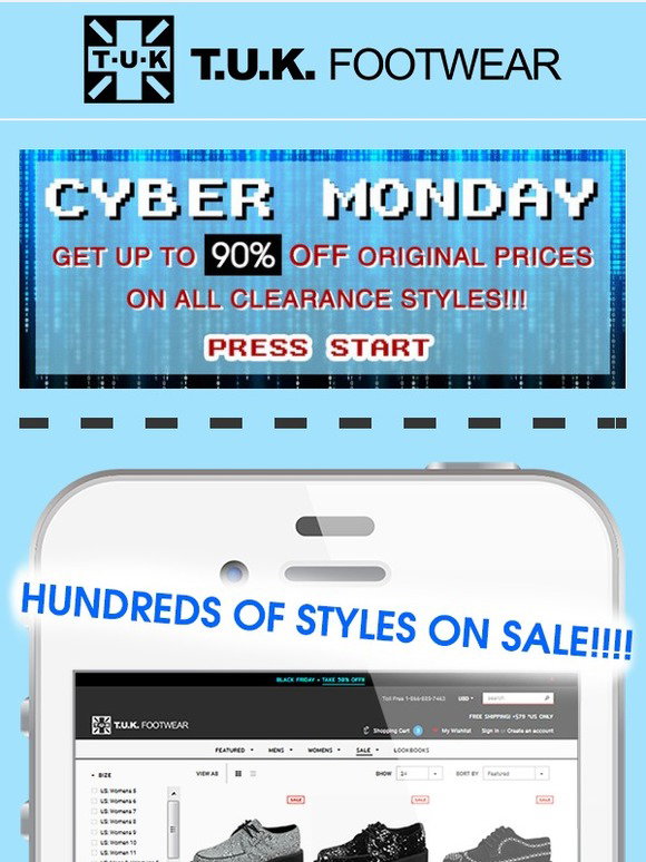 T U K Footwear Cyber Sale Up To 90 Off All Clearance Milled