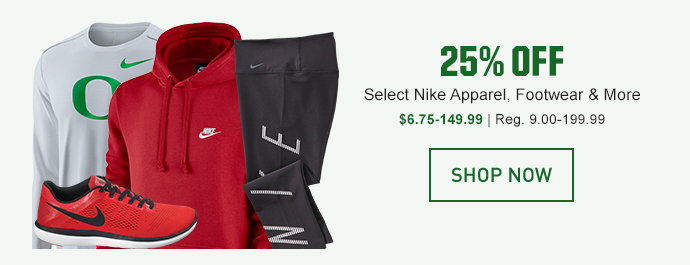 25% OFF - Select Nike Apparel, Footwear & More | $6.75-149.99, Reg. 9.00-199.99 | SHOP NOW