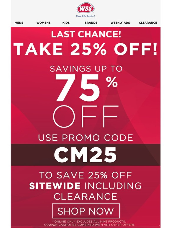 Wss shoes sales promo code