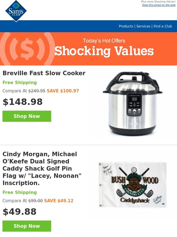 Sam's Club Breville Slow Cooker Signed CaddyShack Flag Waring Food