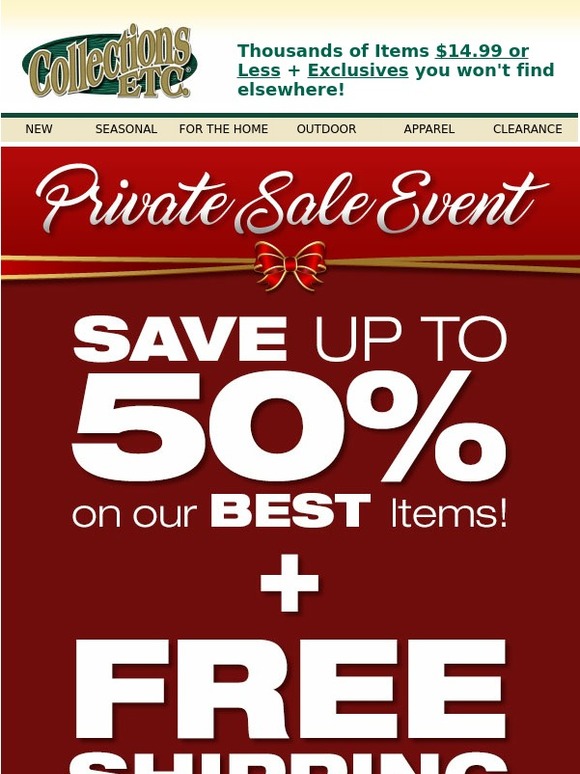 Collections Etc. Private Sale VIP Access Milled