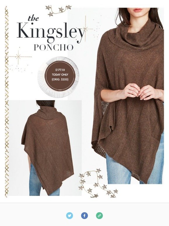 Day 4 of our holiday sale - Kingsley poncho is 30% off today only!