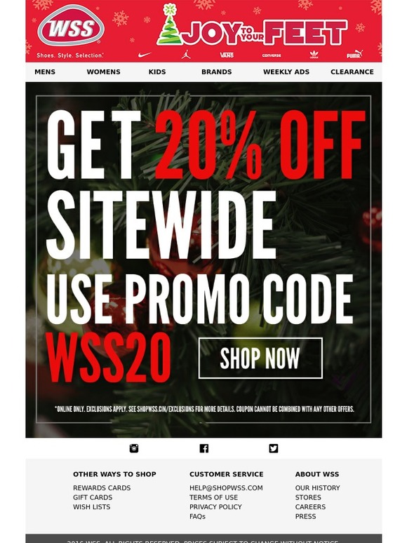 Wss shoes hot sale coupons 2018