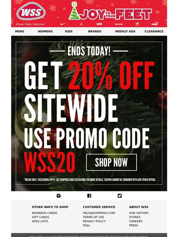 20% Off Sitewide Ends Today!