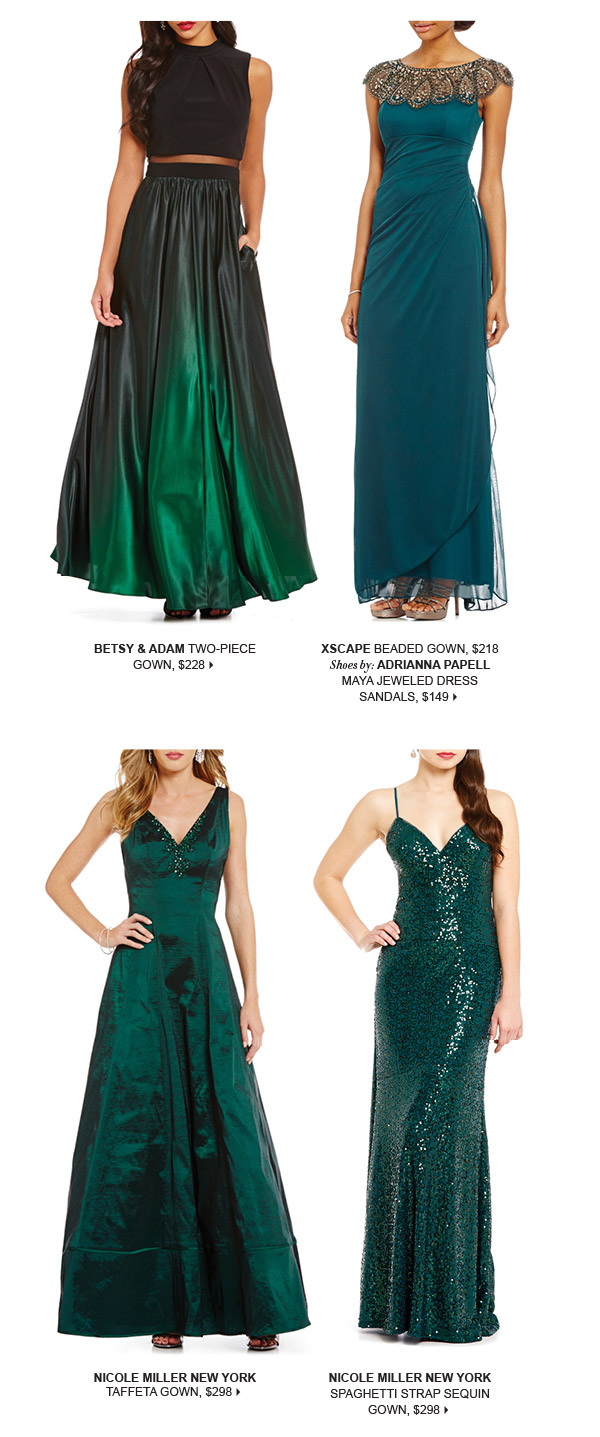 Dillards Shades of green evening gowns & dresses in taffeta, velvet