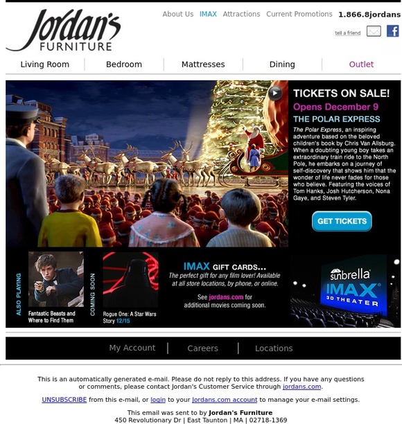 Jordan's Furniture Get Tickets for POLAR EXPRESS in IMAX 3D! Milled