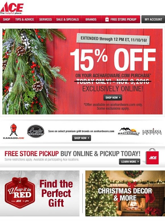Ace Hardware: Savings Extended! Receive 15% Off Your Acehardware.com ...