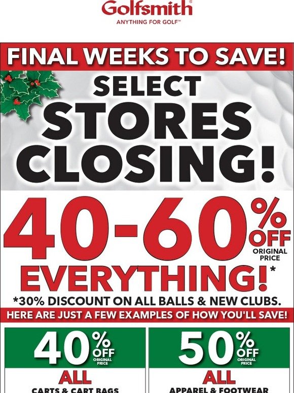 Store Closing Sale Ends Soon!--Score Major Savings on Everything Now!