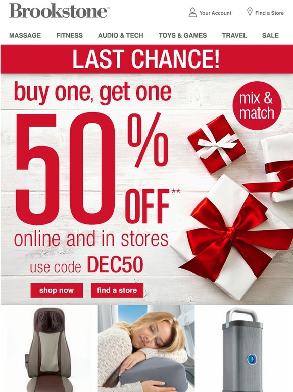 Brookstone: LAST CHANCE: Buy 1, Get 1 50% OFF | Milled