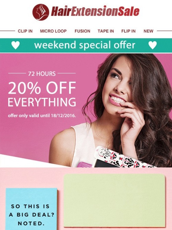 Weekend Special 20% Off Everything 72 Hours Only!
