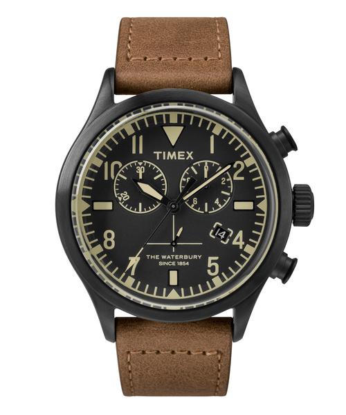 EXCLUSIVE TIMEX + RED WING SHOE LEATHER CHRONOGRAPH IN BLACK AND TAN