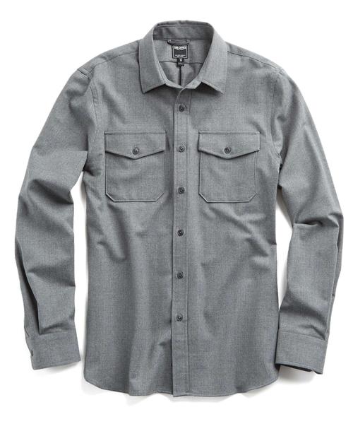 ITALIAN WOOL SHIRT JACKET IN GREY