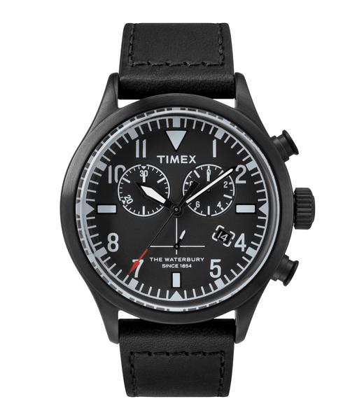 EXCLUSIVE TIMEX + RED WING SHOE LEATHER CHRONOGRAPH WATCH IN BLACK