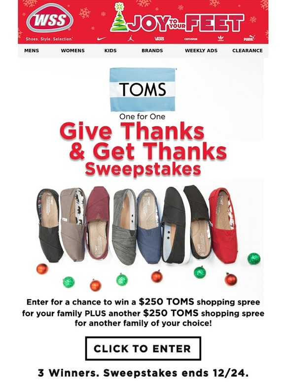 Last Chance to Win a $500 TOMS Shopping Spree!