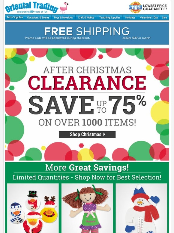 Oriental Trading Company After Christmas Clearance Save up to 75