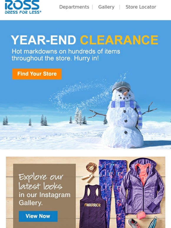 Ross YearEnd Clearance On Now! Milled