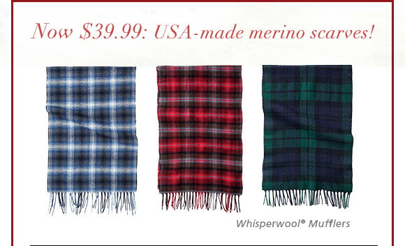 Now $39.99: USA-made merino scarves!