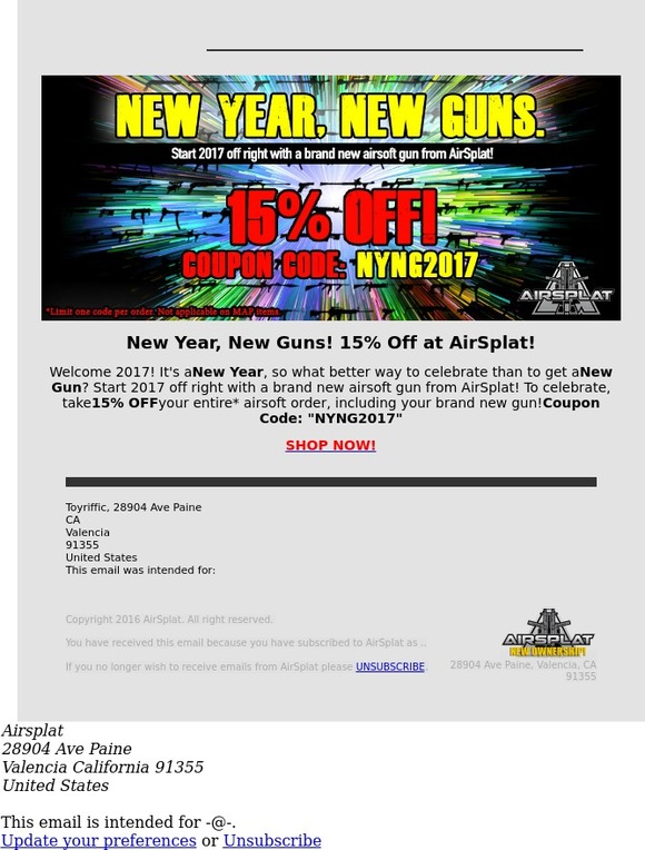New Year, New Airsoft Guns for 15% OFF at AirSplat!