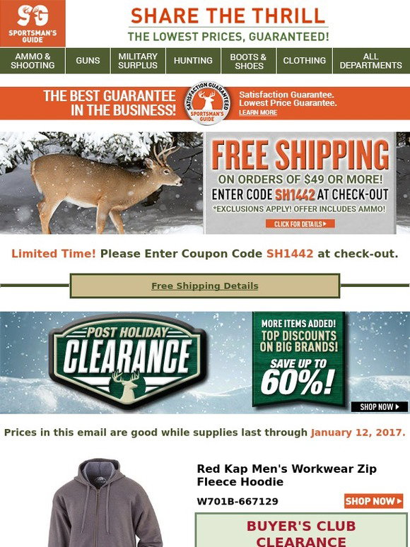 The Sportsman's Guide We've Added More Clearance Items + Free Shipping