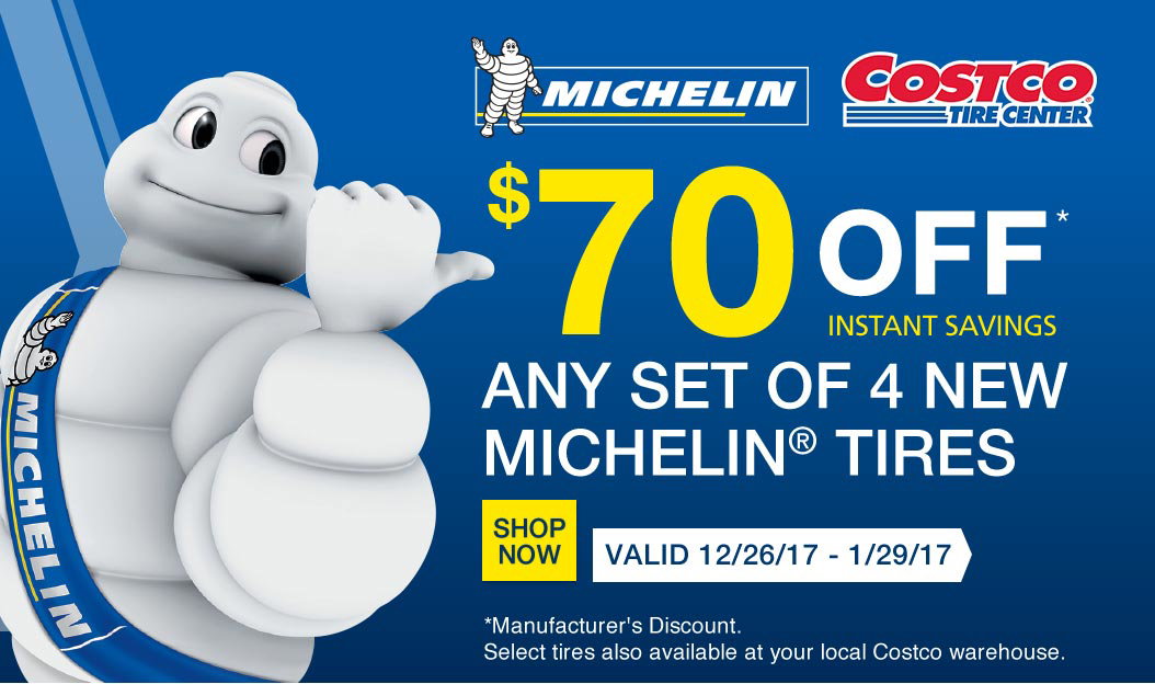 Costco 70 OFF Michelin Tires, OnlineOnly, Ends 1/13/17! Milled