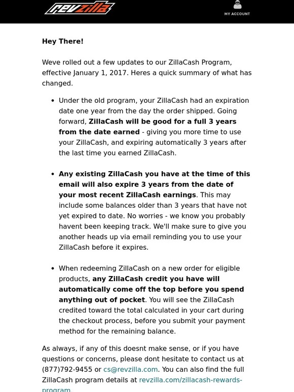 Revzilla We’ve Updated Our ZillaCash Rewards Program Milled