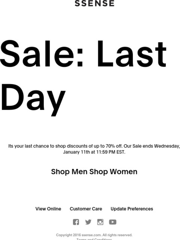 SSENSE Up to 70 off Last day of Sale Milled