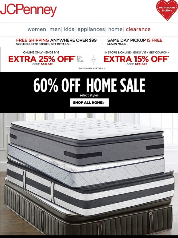 JC Penney 5560 off Mattress Closeout + Extra 15 off in store
