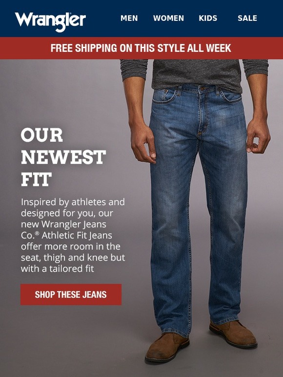 wrangler athletic cut jeans