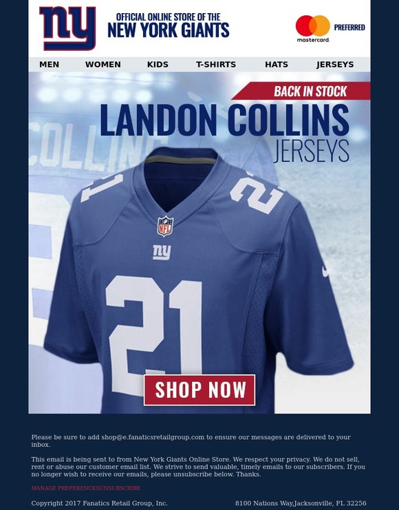 NY Giants Fan Shop: Re-Stock Alert: Landon Collins Jerseys Now ...