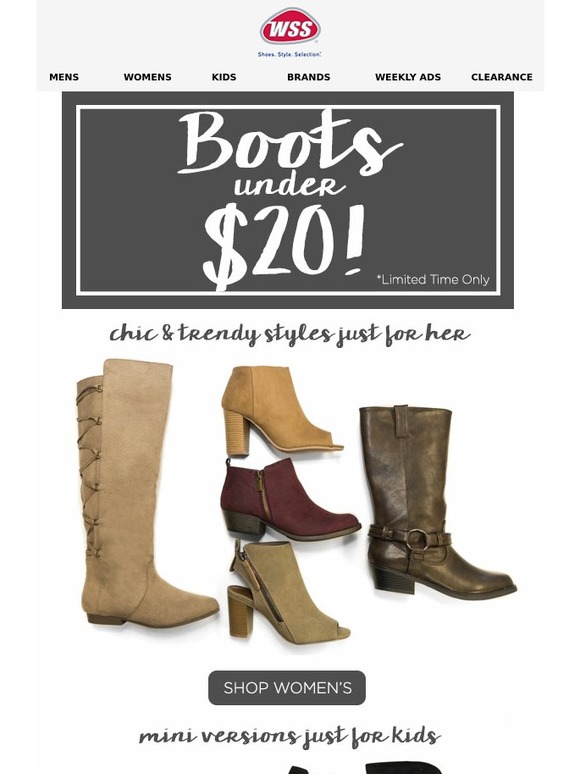 Women & Kid Boots under $20! Plus, Free Shipping on $49