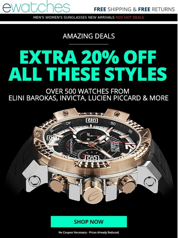 Twenty Percent Off Over 500 Styles...