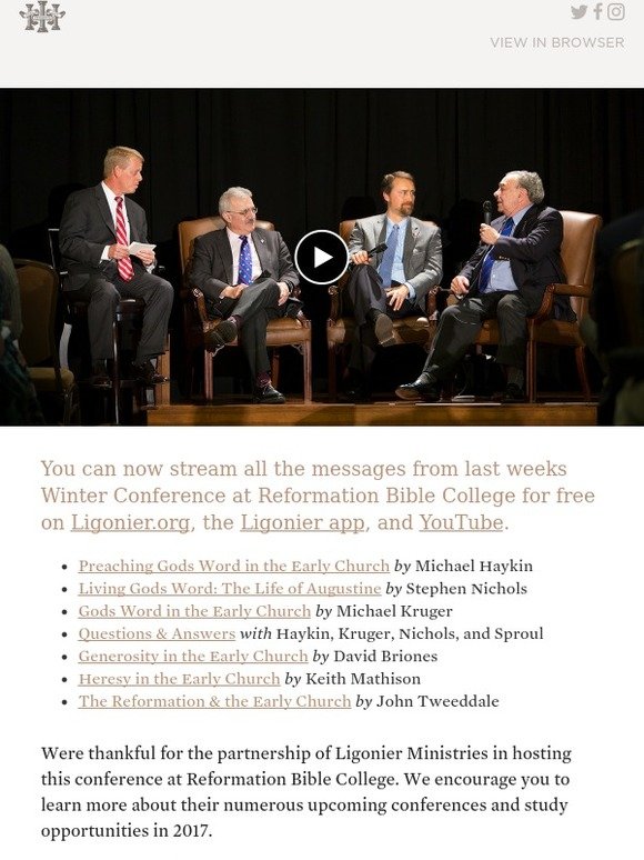 Ligonier Ministries Stream for Free 2017 Winter Conference at