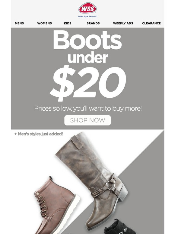 Boots under $20 Sale! Last Chance to Save up to 75%