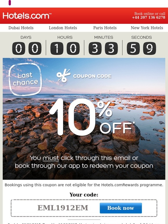 Your promo code is valid until midnight – book now!