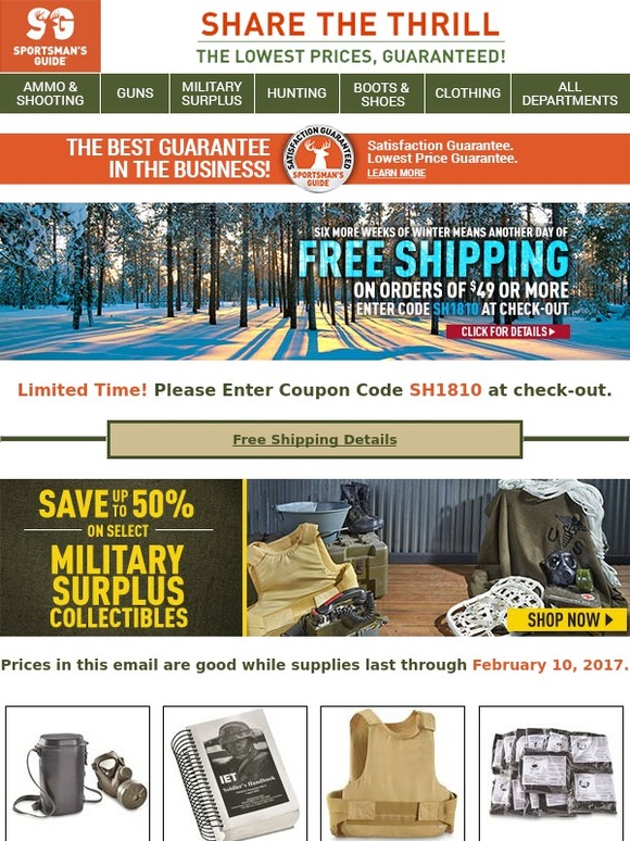 Sportsman's Guide: Free Shipping + Military Surplus Collectibles ...