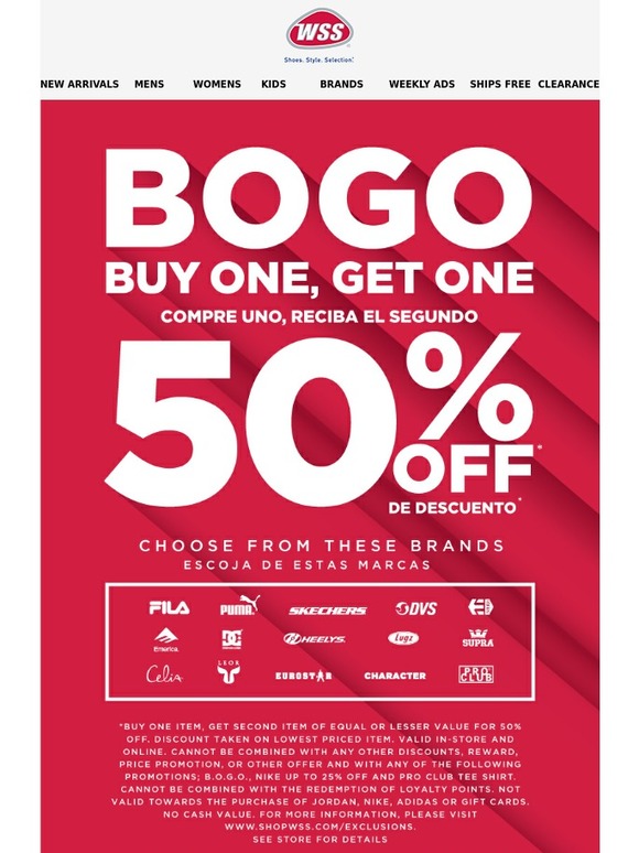 Shoe Sale! Buy One, Get One 50% Off - In-store or Online