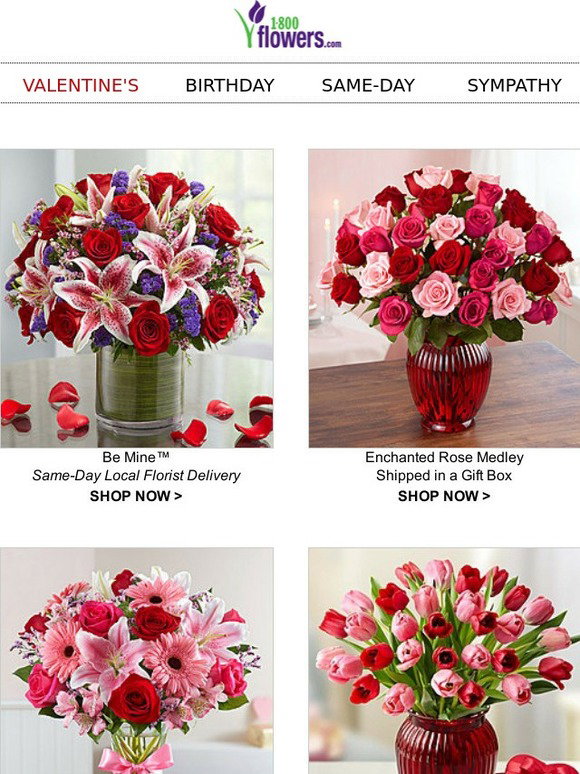 1800flowers Free Shipping/No Service Charge on Valentine’s Flowers