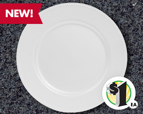 NEW Pearlized White Charger Plates
