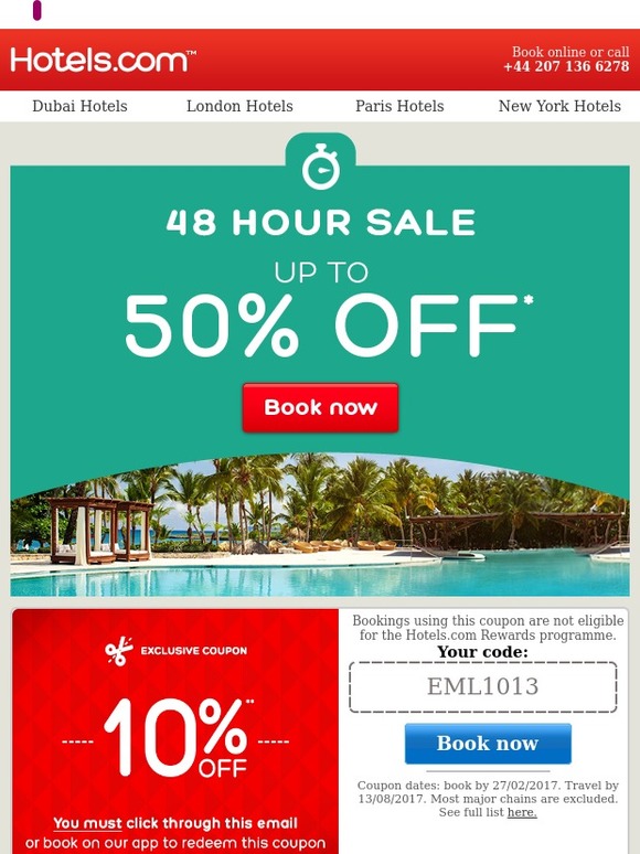 Up to half-price deals ❷ days only