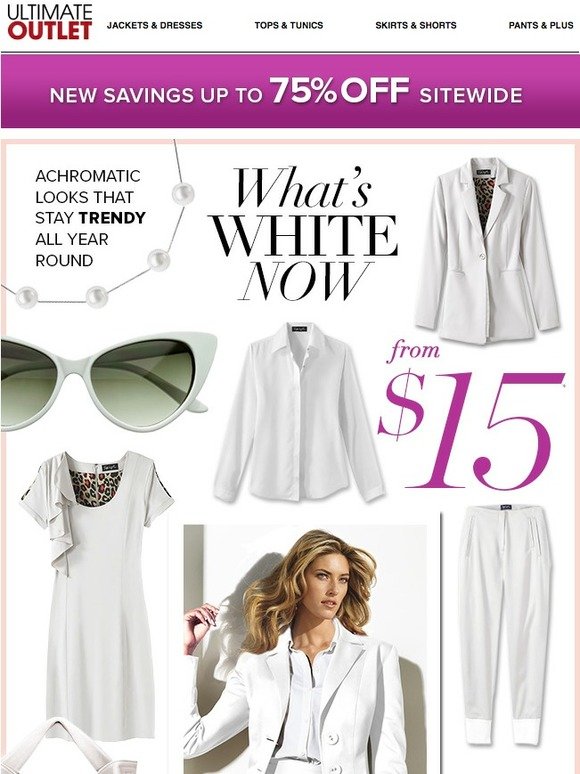 What's White Now: New Savings Up To 75% Off Sitewide!