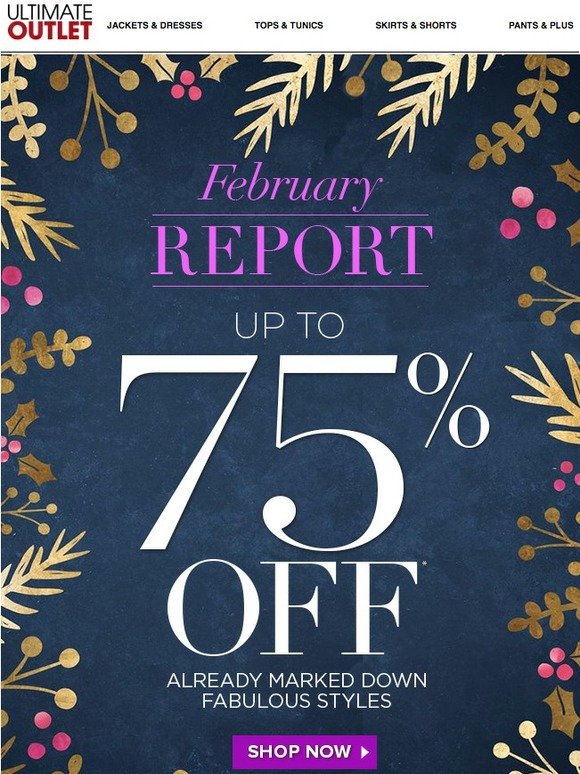 Fashion Report: 75% Off