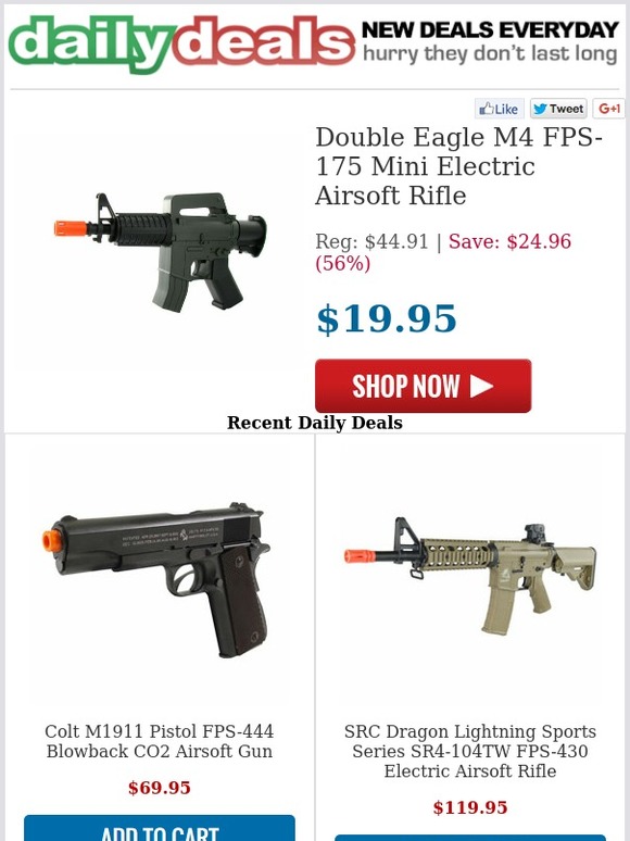 19.95 Double Eagle M4 Electric Airsoft Rifle! Milled